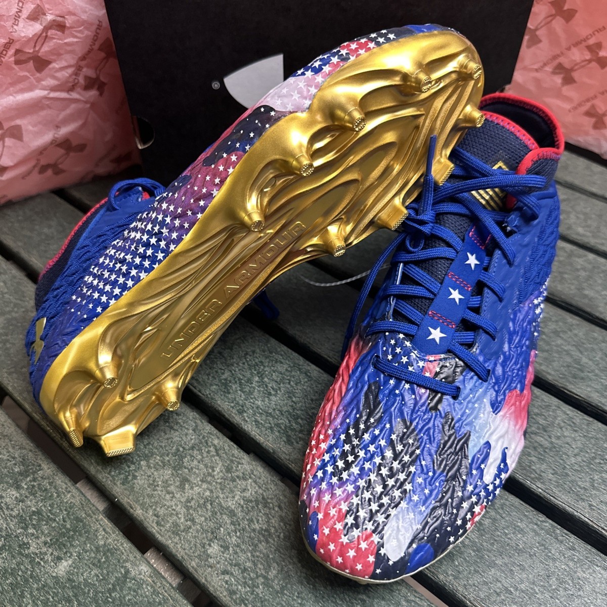 Under Armour Spotlight Clone 4 MC USA Blue 11-11.5 Football Cleats