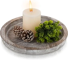 Decorative Tray for Coffee Table: round Candle Plate Holder Centerpieces for Din