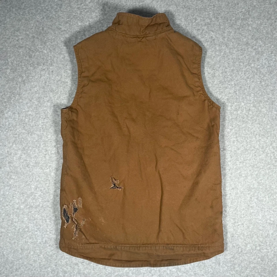 Carhartt Brown Canvas Work Vest Youth XL Zip Front Sleeveless Jacket Outdoor - Image 2 of 4