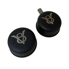 Ford V8 Black Valve Cover Breather & PCV Breather Set - Engraved Silver Logo