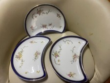 Set of 3 half moon dishes George jones and sons crescent 19th century plates 