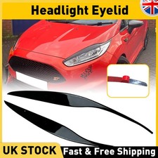 2x Gloss Black Headlight Eyelid Eyebrow Cover Trim For Ford Fiesta MK7/7.5 12-17