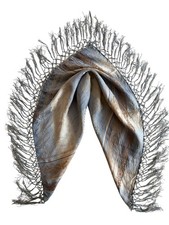 Trachten Schal/Tuch Vintage mit Fransen Blau/Grau  Gr.:66x69 cm