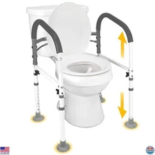 Vaunn Medical Deluxe Adjustable Foldable Toilet Safety Frame & Handrail Grab Bar