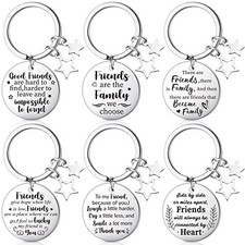 6 Pcs Friendship Keychains for Women Best Friend Stainless Steel Star Pattern