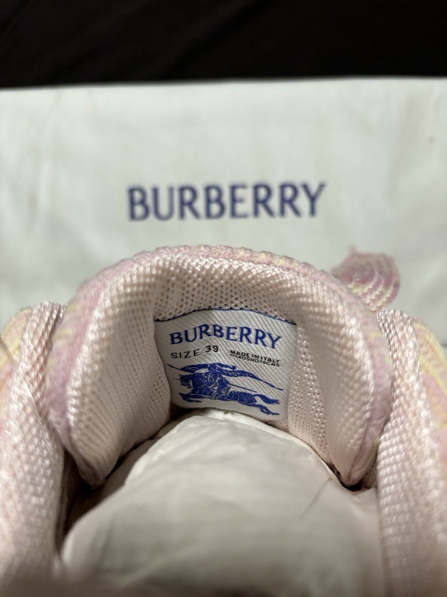 Burberry Check Sneakers Pink Yellow US 8.5 Graphic Hardware