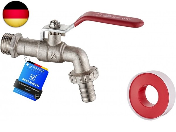 Ibergrif Garten Wasserhahn 1/2 Zoll Mit Gartenschlauch Adapter - Kugelhahn-image