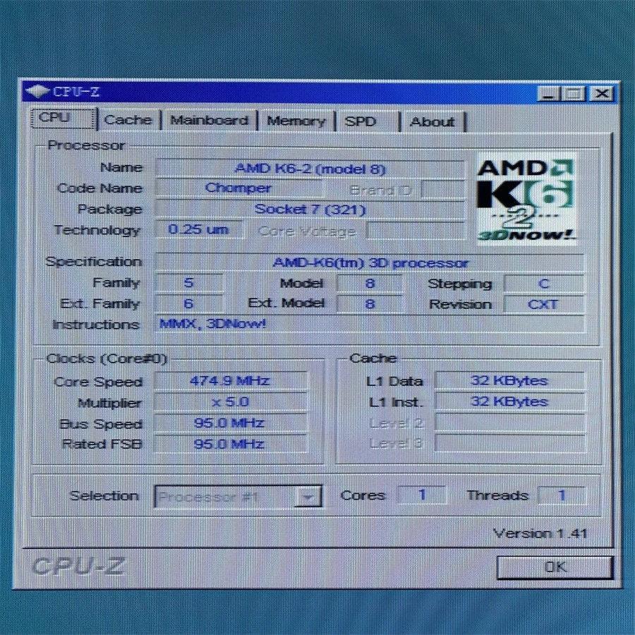 AMD K6-2/475ACK CPU Mobile 475MHz 2.0V x86 32bit Socket7 Processor 95MHz-Bus - Image 4 of 4