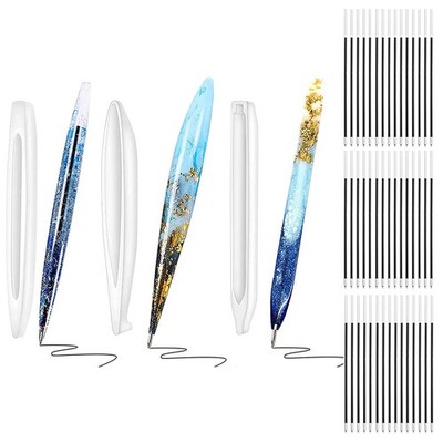 3 Pieces Pen Resin Mold Epoxy Resin Molds With 45 Pieces Ink Pen Refillsballpoin