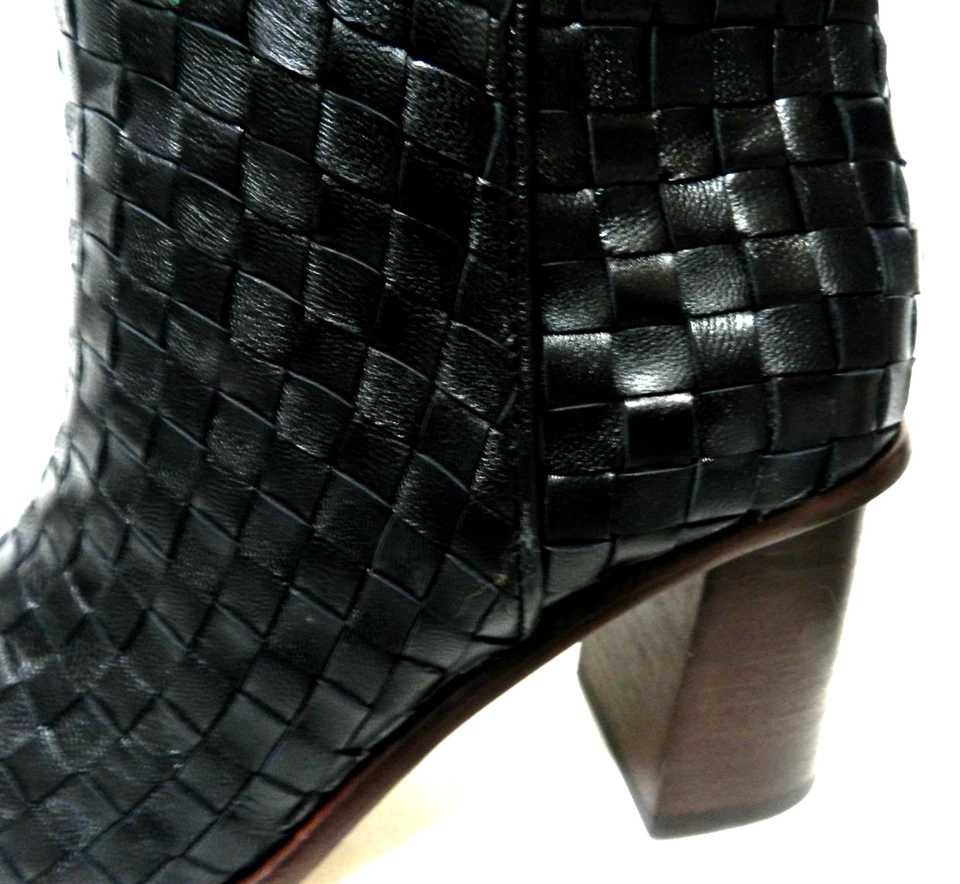 Antonio Melani Alohas West Botines Cuero Tejido Negro Cremallera NUEVO Talla 7 Foto 3 de 4