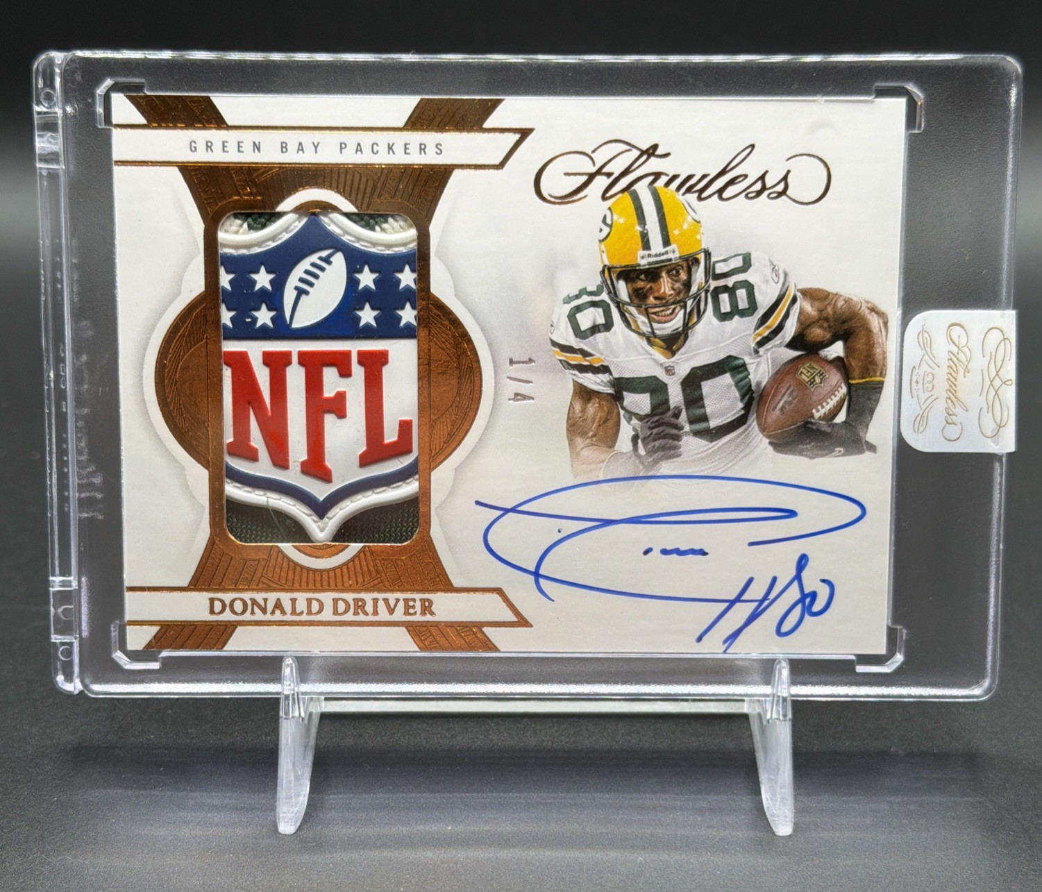 2025 Panini Flawless NFL Shield Auto Donald Driver 1/4 Green Bay Packers