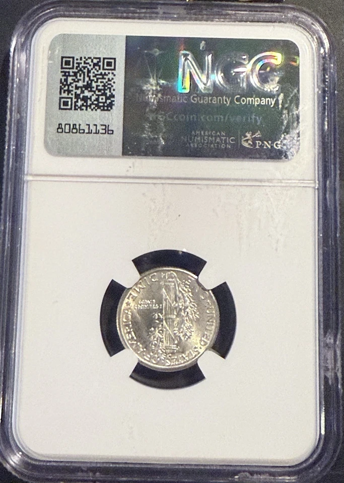 1940 P NGC MS68FB Full Bands Mercury Dime $3500 CPG - Image 2 of 2