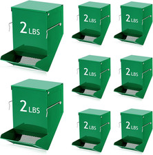 8 Pcs Rabbit Feeder for Cages Bulk Small Animal Food Dispenser with Lid Metal Ra