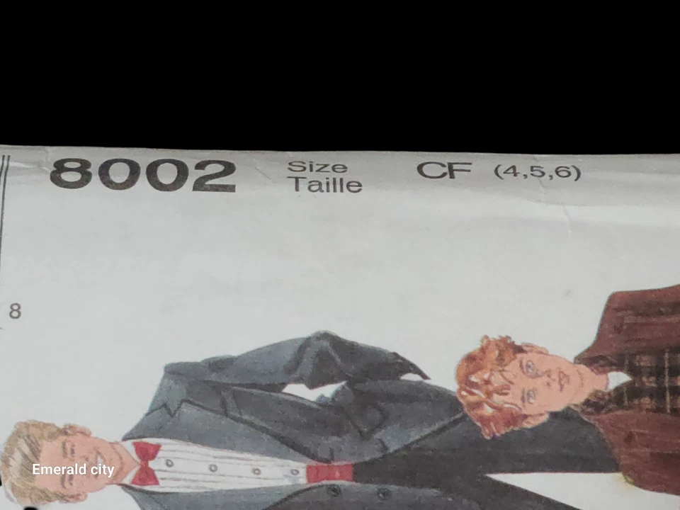 Vtg McCall's 8002 Boys Suit Wedding Jacket Vest Pants Shorts Sizes 4-5-6 Uncut - Image 2 of 4