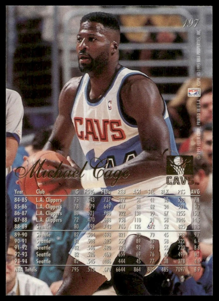 Michael Cage 1994-95 Fleer Flair #197 Cleveland Cavaliers - Image 2 of 2