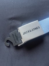 JACK & JONES Jacsimon Light Blue Military Webbed Belt EU 95 Adjustable