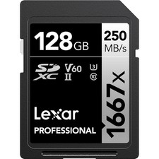 Lexar 128GB Professional 1667x UHS-II SDXC Memory Card - LSD128CBNA1667