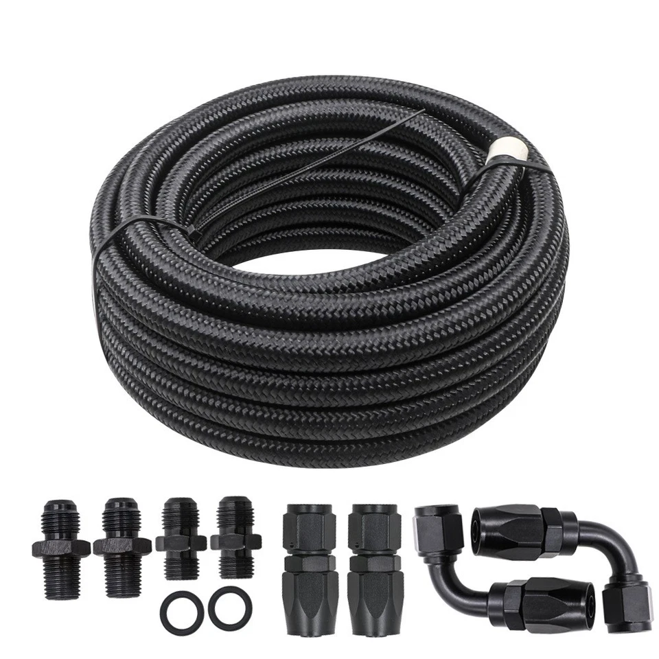 For 4L60E 4L65E Automatic Transmission Cooler Line Kit Black 6AN Steel Braided - Image 3 of 4