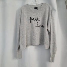 Blank Paige Sz L Gray Just Love Boxy Cropped Lightweight Lambswool Blend Sweater