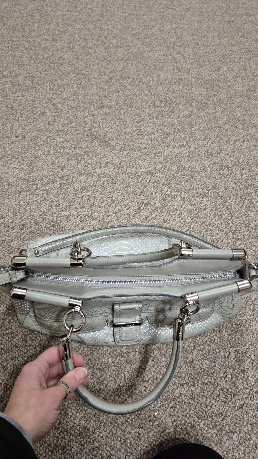 Coach Madison Pinnacle Python Embossed Gray/Silve… - image 14