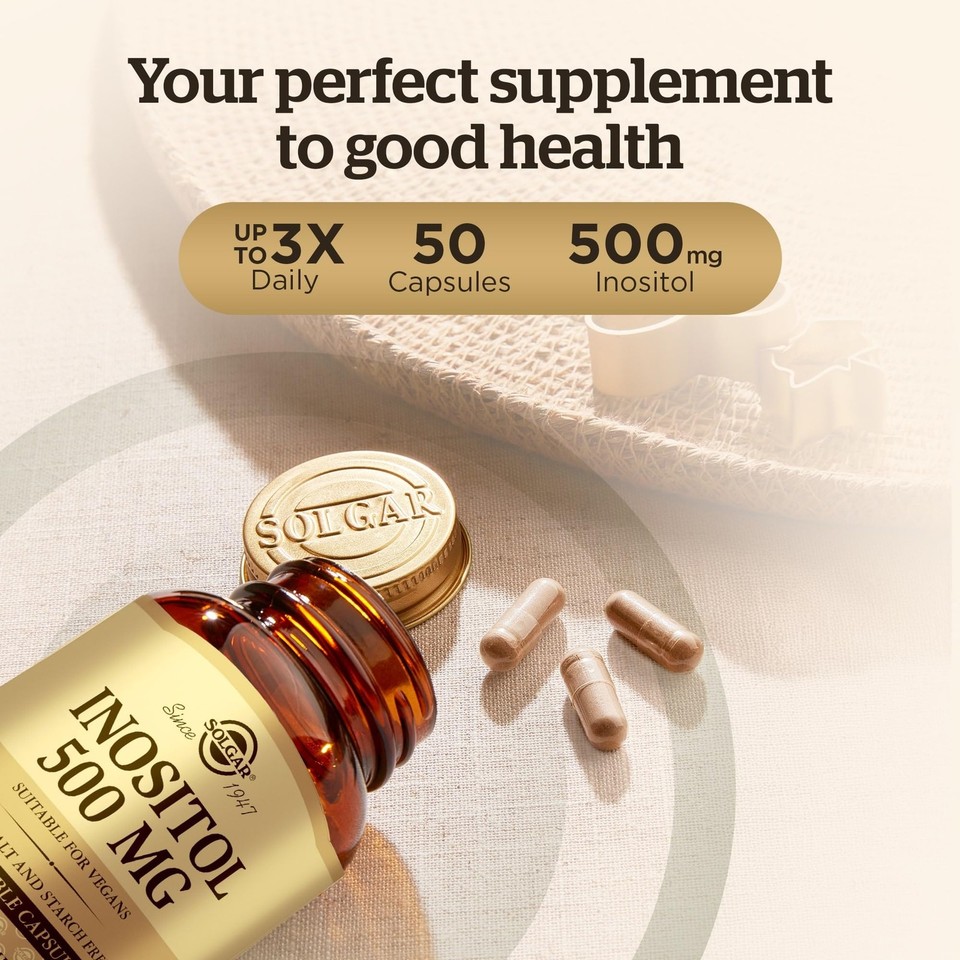 Solgar Inositol 500 mg Vegetable Capsules Vitamin B8 Vegan Vegetarian ...