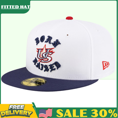 New Era Born x Raised USA Baseball 2026 WBC Fitted Hat White Navy