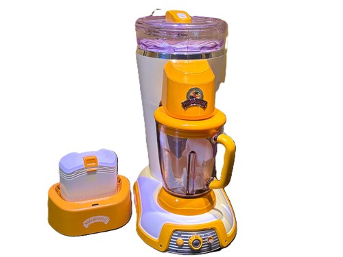 margarita machine used, yellow, battery operated, portable, good condition
