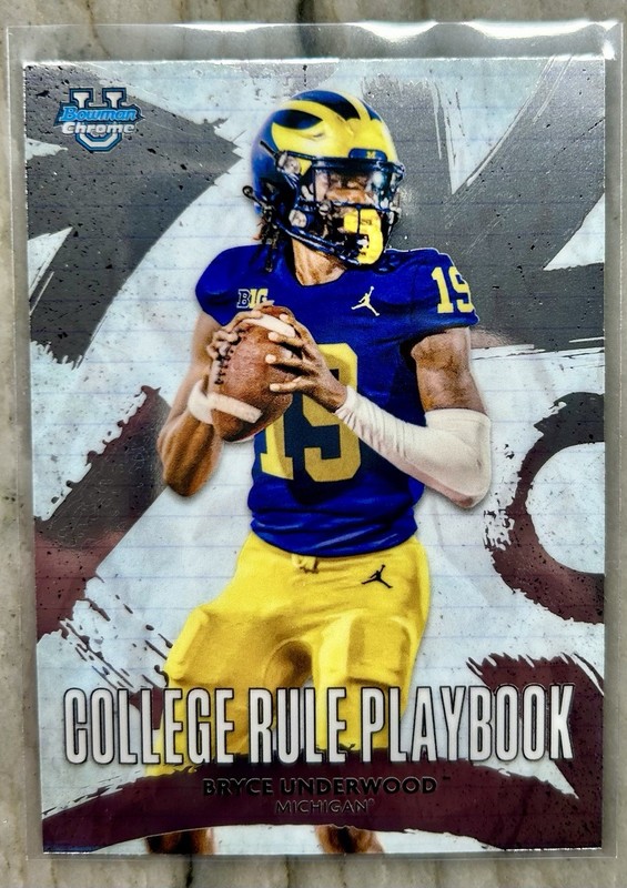 Bryce Underwood 2025 Bowman U College Rule Playbook CRP-6 Michigan Wolverines 🏈