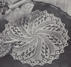 Pattern to Make Vintage Knitted Lace Doily Centerpiece Mat Pinwheel ... Vintage Swirl Patterns