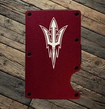 ASU Arizona State Sun Devils Slim Thin Metal RFID Blocking Wallet Laser Engraved