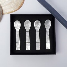 Caviar Spoons Mother of Pearl Set Of 4 '' x 4 Pcs. with Blue Box Top Quality