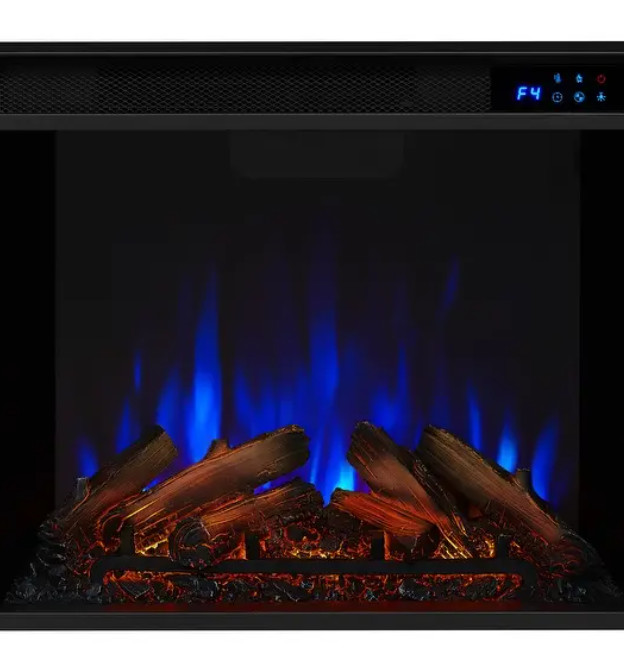 Electric Fireplace White Glass Wood Remote Control Programmable Classic New