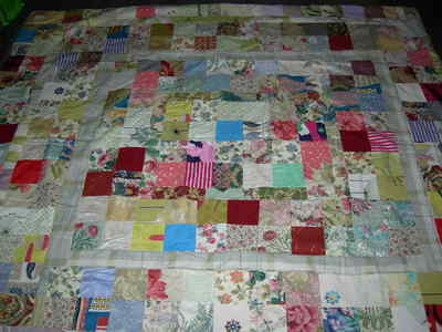 Vintage handgefertigte mehrfarbige 40er 50er 60er usw. Stoffe Patchwork Werfen Bettwäsche