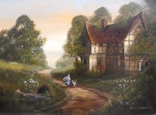 Ronald Horsewell - Original Oil Painting - Rural Landscape with Watermill.