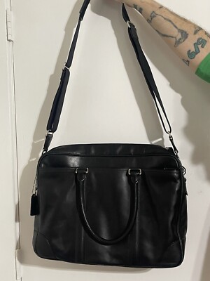 Coach Work Bag Beautiful Black Leather Commuter Laptop Bag Large