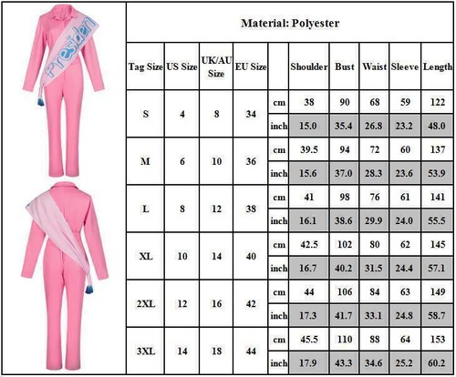 Adult Barbie the Movie Pink Power Jumpsuit Halloween Cosplay Costume Fancy Dress - Picture 2 of 12