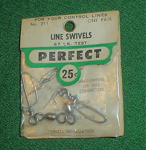 PERFECT LINE SWIVELS, 67 LB TEST, NO 211, U/C MODEL AIRPLANES, GREEN PACKAGE,NIP - 第 1/2 張圖片