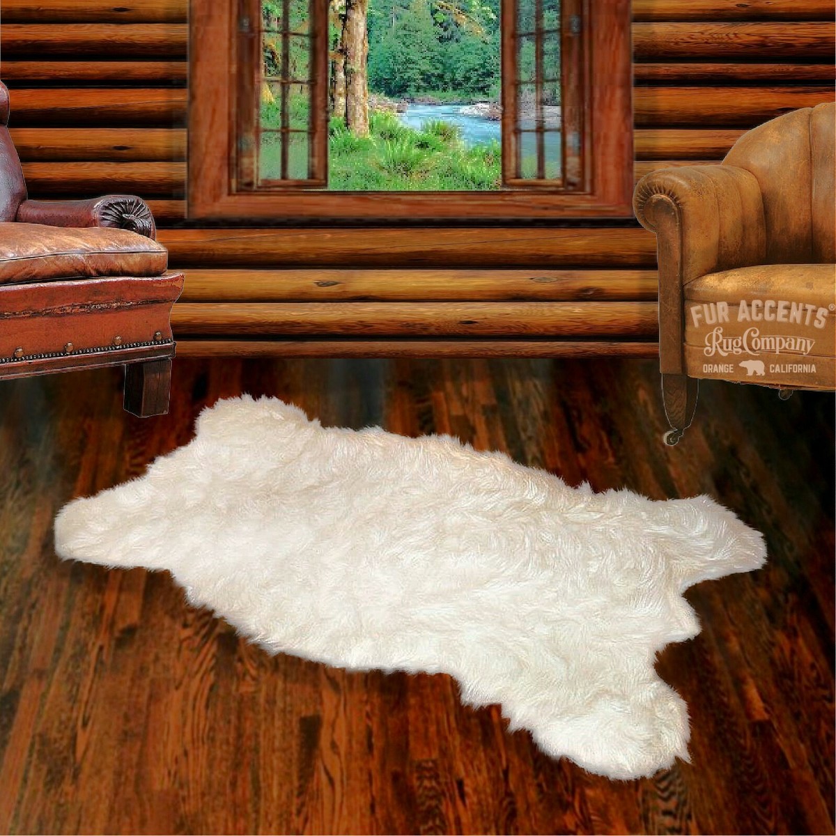 Traditional Bear Skin, Shag, Faux Fur Pelt Rug, Bear Skin Area Rug 