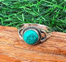 Turquoise Gemstone Ring 925 Sterling Silver Handmade Lovely Ring All Size R152