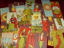 24 cartes divinatoires anciennes - jeu de cartomancie incomplet VINTAGE