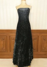 Vintage JUMP Black Metallic Glitter Strapless Prom Party Halter Dress 5/6 Sz USA