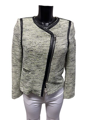 Sandro women's jacket size 38 de/green with pattern modern mint condition (S 6580)