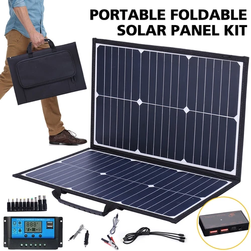100W Foldable Solar Panel Kit + 100A Controller Camping Charger Power Station RV - Picture 1 of 21