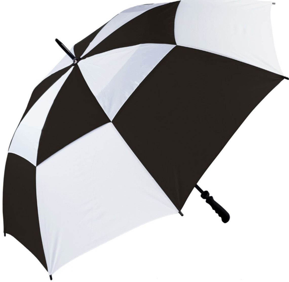 Vented Large Black Golf Umbrella Dual Canopy Waterproof Stormproof Windproof