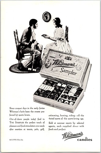 PRINT AD 1929 Whitman's Candies Sampler Croquet Days 6.75x10
