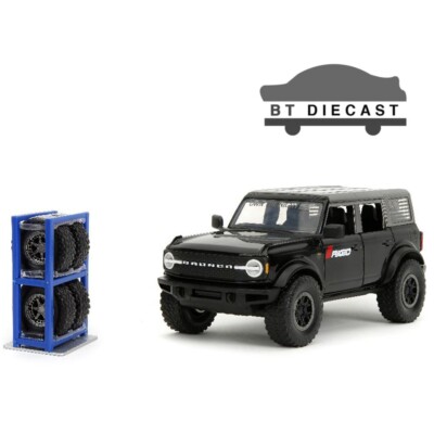 JADA JUST TRUCKS 2021 FORD BRONCO 1/24 with RACK & EXTRA WHEELS BLACK 34185