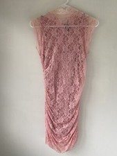 Windsor Pink Lace Ruched Bodycon Mini Dress M