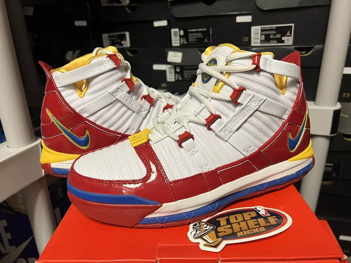 nike zoom lebron james 3 superbron size 8 authentic OG used white red blue