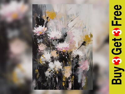 Blumen Ölgemälde 5''x7'' Druck auf mattem Papier | Ausdrucksstarke Blumenkunst