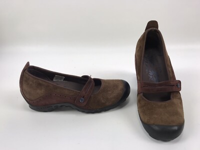 Merrell Plaza Bandeau Women Size 9.5 Cherry Oak Brown Suede Leather Mary Shoe
